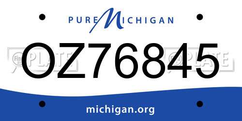 OZ76845 Michigan License Plate