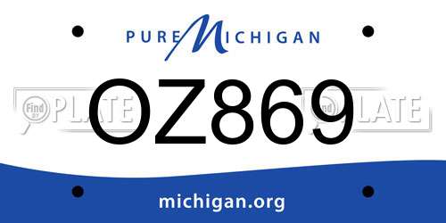 OZ869 Michigan License Plate