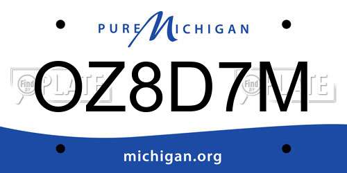 OZ8D7M Michigan License Plate