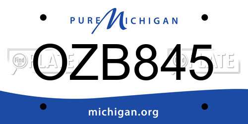 OZB845 Michigan License Plate