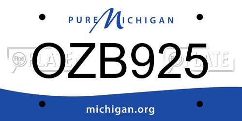 OZB925 Michigan License Plate
