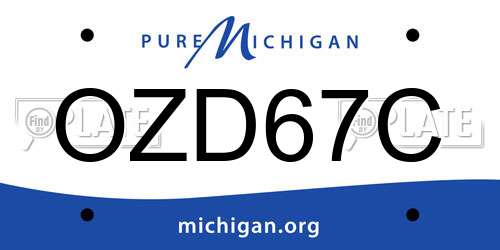 OZD67C Michigan License Plate