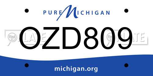 OZD809 Michigan License Plate