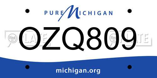 OZQ809 Michigan License Plate