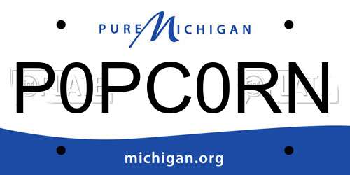 P0PC0RN Michigan License Plate