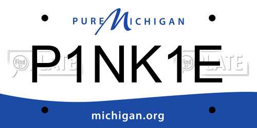 P1NK1E Michigan License Plate