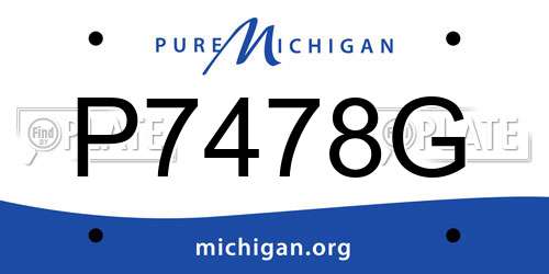 P7478G Michigan License Plate