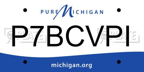 P7BCVPI Michigan License Plate