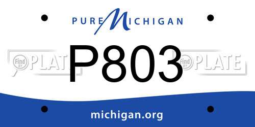P803 Michigan License Plate