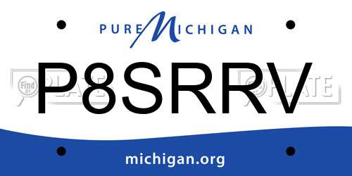 P8SRRV Michigan License Plate