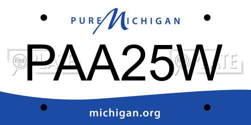 PAA25W Michigan License Plate