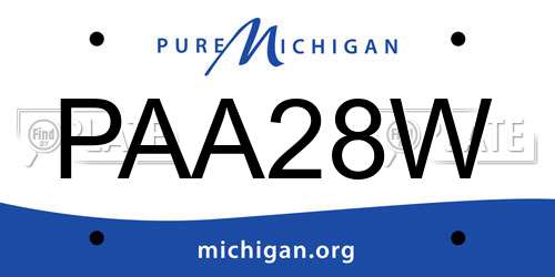 PAA28W Michigan License Plate