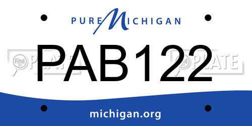 PAB122 Michigan License Plate