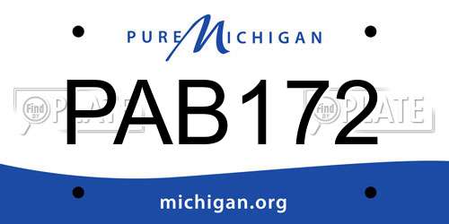 PAB172 Michigan License Plate