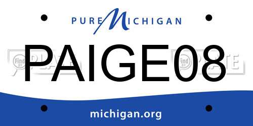 PAIGE08 Michigan License Plate