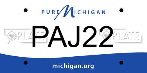 PAJ22 Michigan License Plate