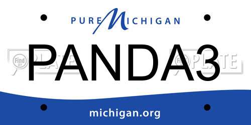 PANDA3 Michigan License Plate