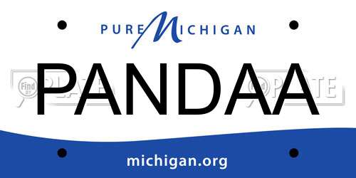 PANDAA Michigan License Plate