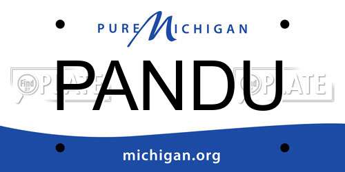 PANDU Michigan License Plate