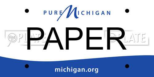 PAPER Michigan License Plate