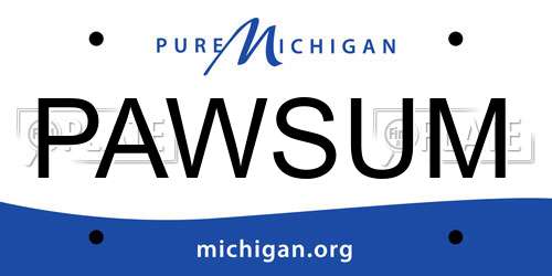 PAWSUM Michigan License Plate