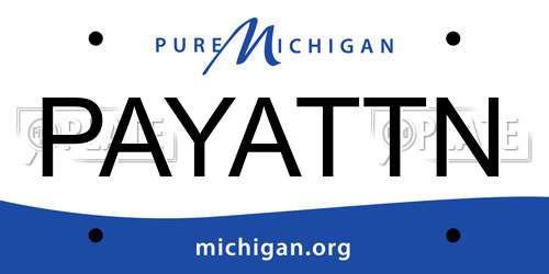 PAYATTN Michigan License Plate
