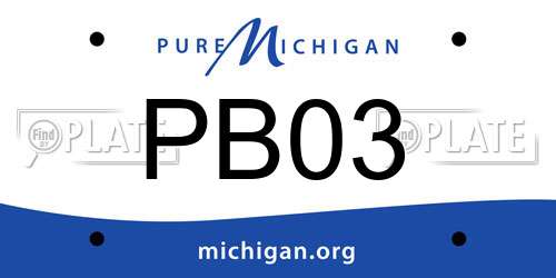 PB03 Michigan License Plate