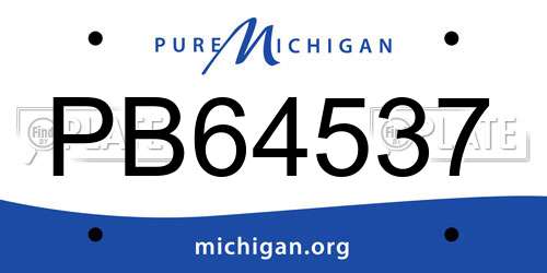 PB64537 Michigan License Plate