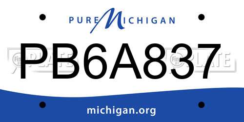 PB6A837 Michigan License Plate