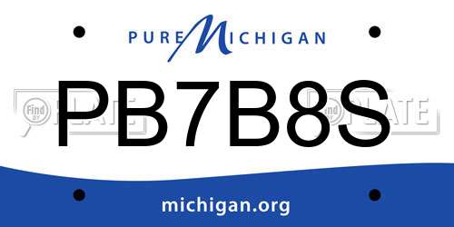 PB7B8S Michigan License Plate
