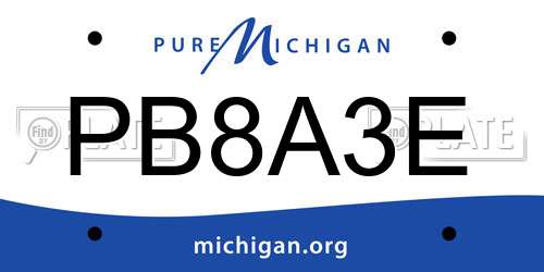 PB8A3E Michigan License Plate