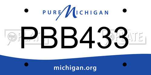 PBB433 Michigan License Plate