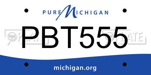 PBT555 Michigan License Plate