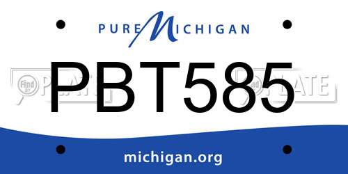 PBT585 Michigan License Plate