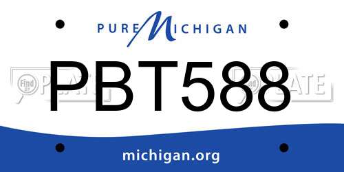 PBT588 Michigan License Plate