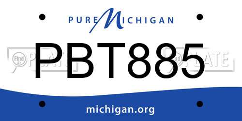 PBT885 Michigan License Plate