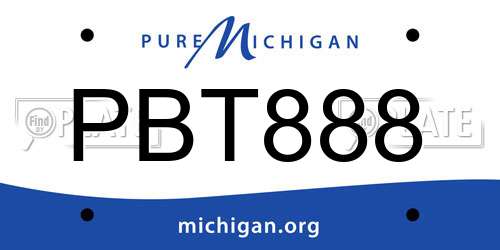 PBT888 Michigan License Plate