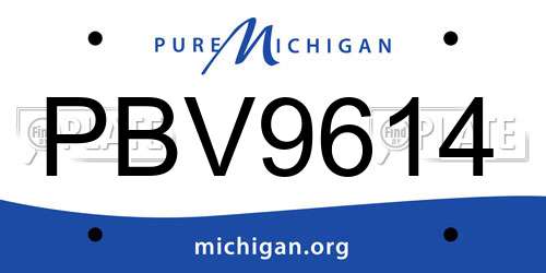 PBV9614 Michigan License Plate