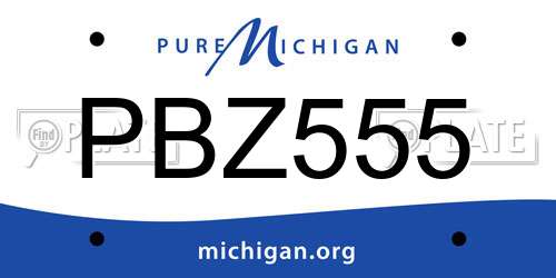 PBZ555 Michigan License Plate