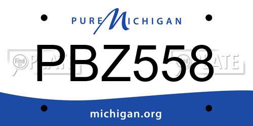 PBZ558 Michigan License Plate