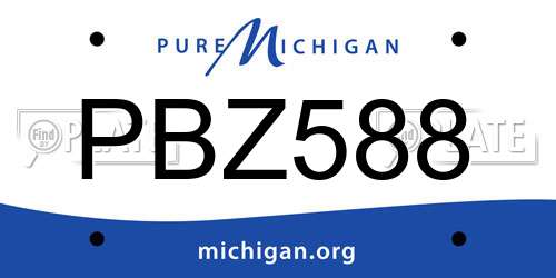 PBZ588 Michigan License Plate
