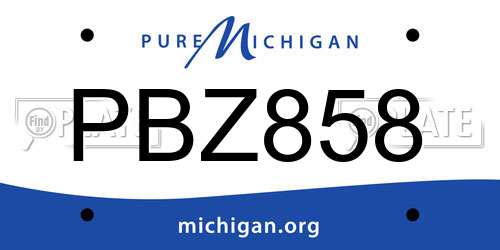 PBZ858 Michigan License Plate