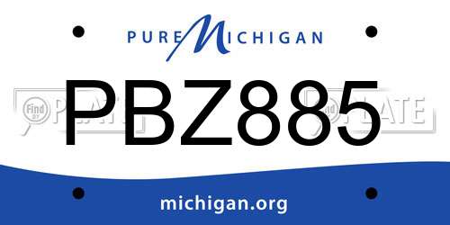 PBZ885 Michigan License Plate