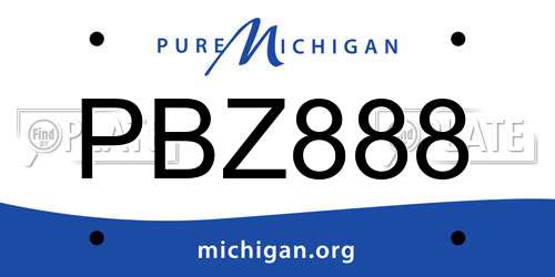 PBZ888 Michigan License Plate