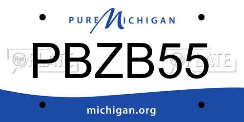 PBZB55 Michigan License Plate