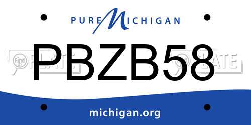 PBZB58 Michigan License Plate