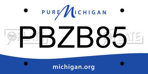 PBZB85 Michigan License Plate