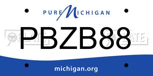 PBZB88 Michigan License Plate