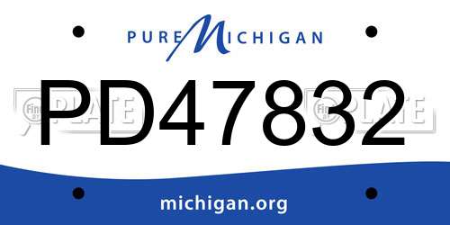 PD47832 Michigan License Plate