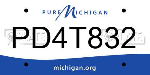 PD4T832 Michigan License Plate